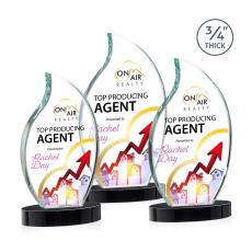 Croydon Full Color Black on Alberton Base Flame Crystal Award - Corporate Awards