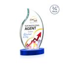 Croydon Full Color Blue on Alberton Base Flame Crystal Award