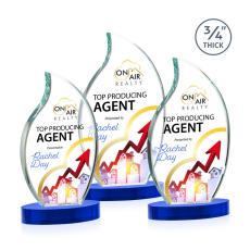 Croydon Full Color Blue on Alberton Base Flame Crystal Award - Flame Awards