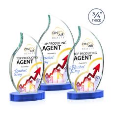 Croydon Full Color Sky Blue on Alberton Base Flame Crystal Award - Flame Awards