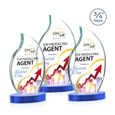 Croydon Full Color Sky Blue on Alberton Base Flame Crystal Award - Corporate Awards