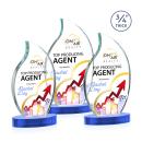 Croydon Full Color Sky Blue on Alberton Base Flame Crystal Award