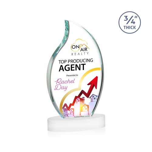 Corporate Awards - Crystal Awards - Croydon Full Color White on Alberton Base Flame Crystal Award