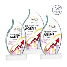 Croydon Full Color White on Alberton Base Flame Crystal Award - Corporate Awards