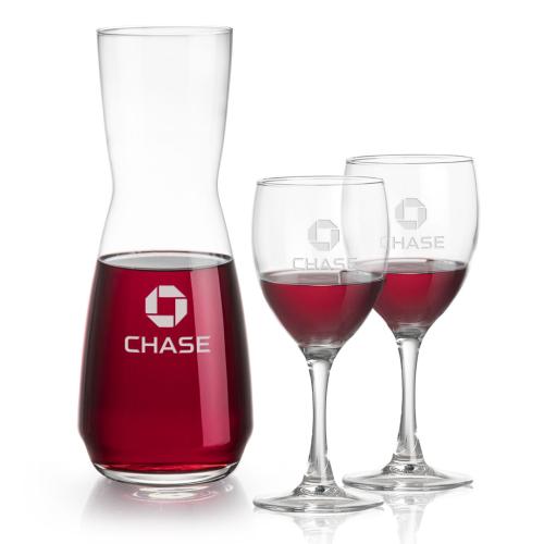 Corporate Recognition Gifts - Etched Barware - Mason Carafe & Carberry Wine Set
