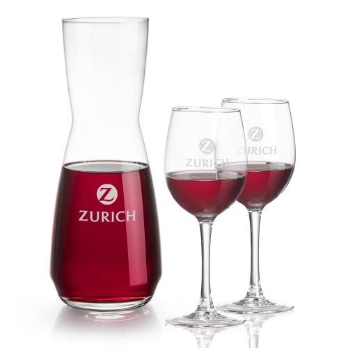 Corporate Recognition Gifts - Etched Barware - Mason Carafe & Connoisseur Wine Set