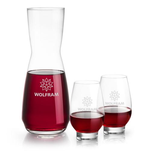 Corporate Recognition Gifts - Etched Barware - Mason Carafe & Glenarden Stemless Wine