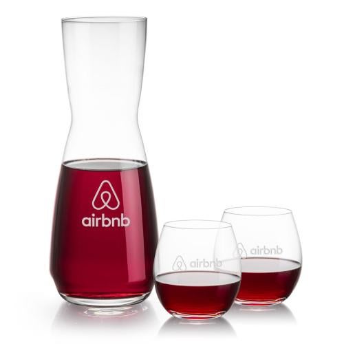 Corporate Recognition Gifts - Etched Barware - Mason Carafe & Redmond Stemless Wine