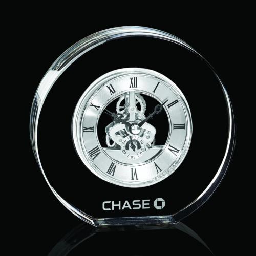 Corporate Awards - Crystal Awards - Wilkes Clock - Silver