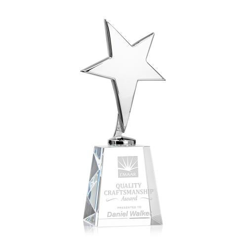 Corporate Awards - Crystal Awards - Crystal Star Awards - Tuscany Chrome Star on Celestina Base - Clear
