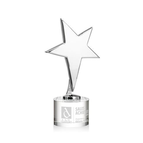 Corporate Awards - Crystal Awards - Crystal Star Awards - Tuscany Chrome Star on Marvel Base - Clear