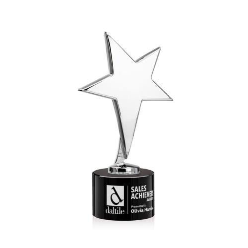 Corporate Awards - Crystal Awards - Crystal Star Awards - Tuscany Chrome Star on Marvel Base - Black