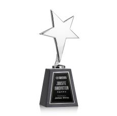 Tuscany Chrome Star on Tall Marble Base - Black - Corporate Awards