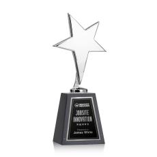 Tuscany Chrome Star on Tall Marble Base - Black - Crystal Awards