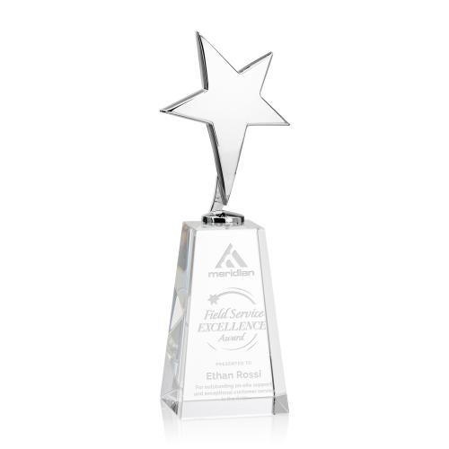 Corporate Awards - Crystal Awards - Crystal Star Awards - Tuscany Chrome Star on Novita Base - Clear