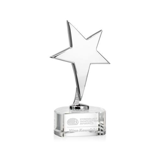 Corporate Awards - Crystal Awards - Crystal Star Awards - Tuscany Chrome Star on Paragon Base - Clear
