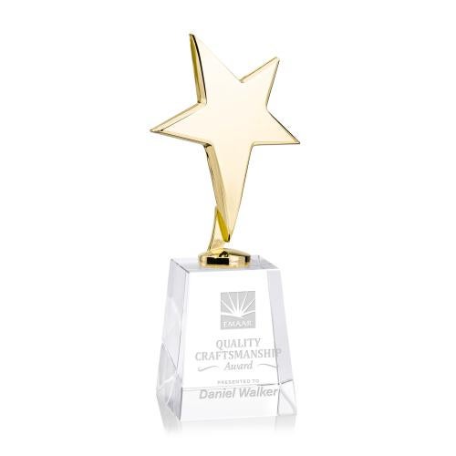 Corporate Awards - Metal Awards - Tuscany Gold Star on Celestina Base - Clear