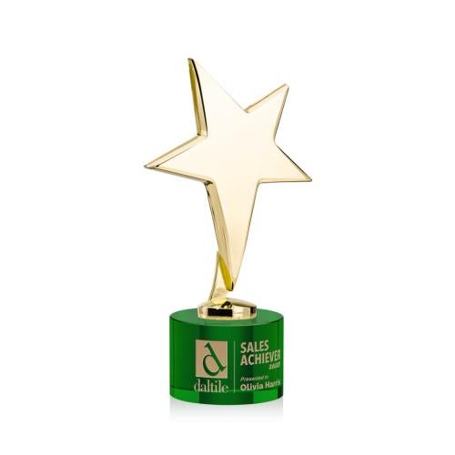 Corporate Awards - Crystal Awards - Crystal Star Awards - Tuscany Gold Star on Marvel Base - Black