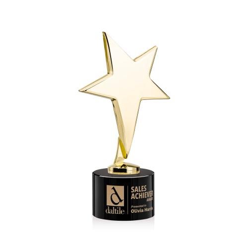 Corporate Awards - Metal Awards - Tuscany Gold Star on Marvel Base - Black