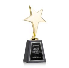 Tuscany Gold Star on Tall Marble Base - Black - Corporate Awards
