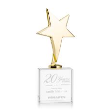 Tuscany Gold Star on Woodlawn Base - Clear - Metal Awards