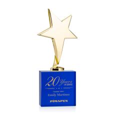 Tuscany Gold Star on Woodlawn Base - Blue - Corporate Awards