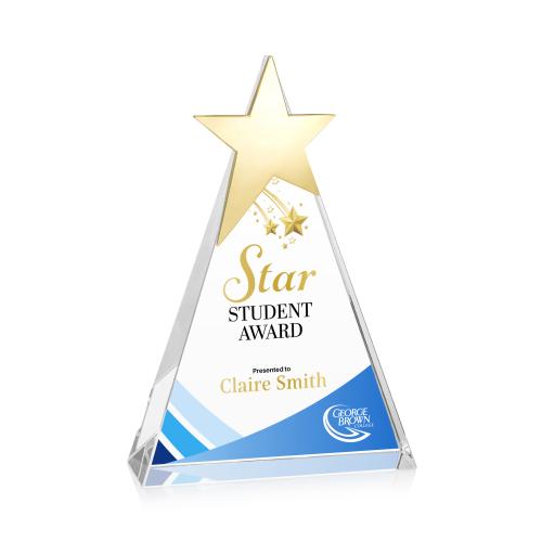 Corporate Awards - Crystal Awards - Eglinton Gold Full Color Star Crystal Award