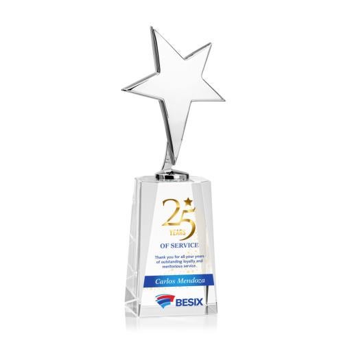 Corporate Awards - Crystal Awards - Tuscany Chrome Full Color Clear on Cairns Base Star Metal Award