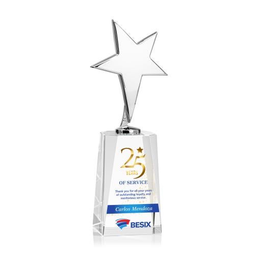 Corporate Awards - Crystal Awards - Tuscany Chrome Full Color Clear on Cairns Base Star Crystal Award