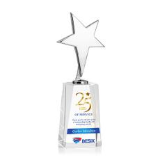 Tuscany Chrome Full Color Clear on Cairns Base Star Metal Award - Metal Awards
