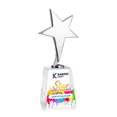 Corporate Awards - Metal Awards - Tuscany Chrome Full Color Star Celestina Base-Clear Metal Award