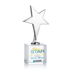 Tuscany Chrome Full Color Clear on Granby Base Star Metal Award - Crystal Star Awards