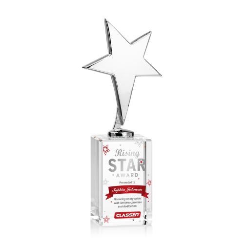 Corporate Awards - Crystal Awards - Crystal Star Awards - Tuscany Chrome Full Color Star Lexington Base-Clear Metal Award