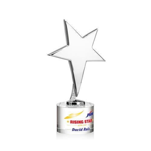 Corporate Awards - Crystal Awards - Crystal Star Awards - Tuscany Chrome Full Color Clear on Marvel Base Star Metal Award