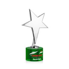 Tuscany Chrome Full Color Green on Marvel Base Star Metal Award - Crystal Star Awards