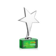 Tuscany Chrome Full Color Star on Paragon Base-Green Metal Award - Crystal Star Awards