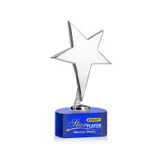 Tuscany Chrome Full Color Blue on Paragon Base Star Metal Award - Crystal Star Awards
