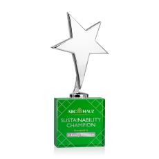 Tuscany Chrome Full Color Star on Woodlawn Base-Green Metal Award - Corporate Awards