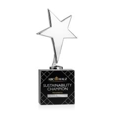 Tuscany Chrome Full Color Black on Woodlawn Base Star Metal Award - Metal Awards