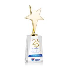 Tuscany Gold Full Color  Clear on Cairns Base Star Metal Award - Corporate Awards