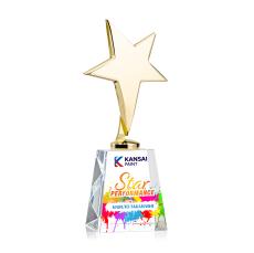 Tuscany Gold Full Color Star on Celestina Base-Clear Metal Award - Crystal Star Awards