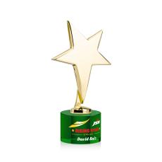 Tuscany Gold Full Color Green on Marvel Base Star Metal Award - Crystal Star Awards