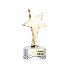 Tuscany Gold Full Color Clear on Paragon Base Star Metal Award - Crystal Star Awards