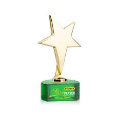 Tuscany Gold Full Color Green on Paragon Base Star Metal Award - Crystal Star Awards