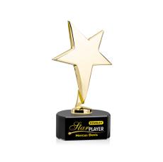 Tuscany Gold Full Color Black on Paragon Base Star Metal Award - Crystal Star Awards