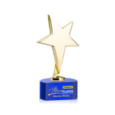 Tuscany Gold Full Color Blue on Paragon Base Star Metal Award - Crystal Star Awards