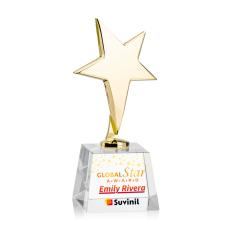 Tuscany Gold Full Color Clear on Robson Base Star Metal Award - Crystal Star Awards