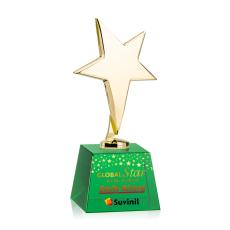 Tuscany Gold Full Color Green on Robson Base Star Metal Award - Crystal Star Awards