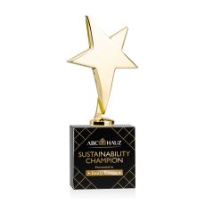 Tuscany Gold Full Color Black on Woodlawn Base Star Metal Award - Crystal Star Awards