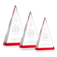 Helston Red Pyramid Crystal Award - Red Crystal Awards